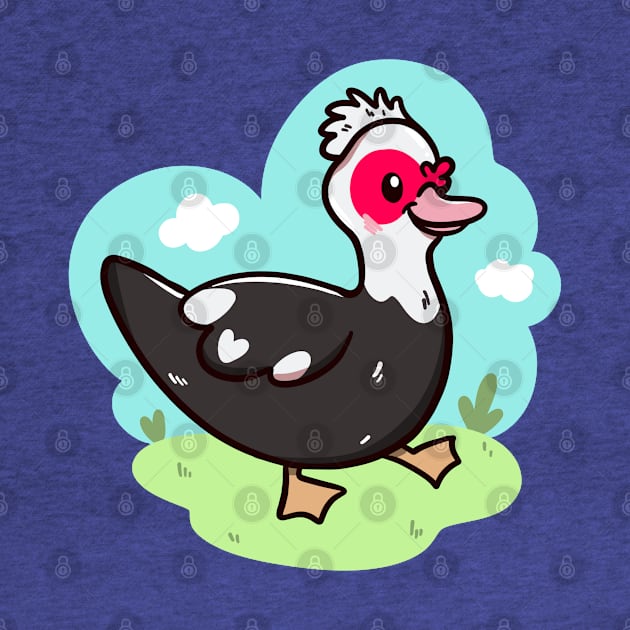 Kawaii Muscovy duck by Jurassic Ink